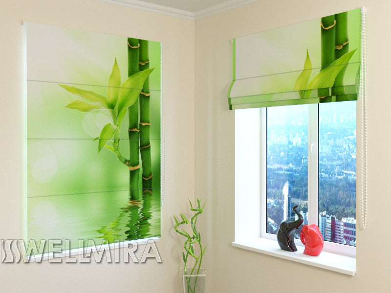 Roman Blind Green Bamboo - Wellmira