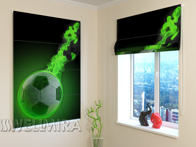 Roman Blind Green Fire - Wellmira