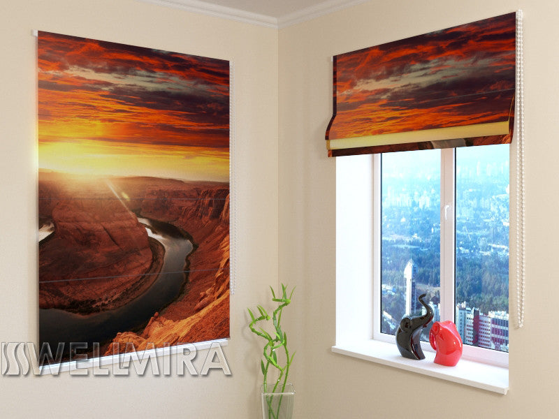 Roman Blind Horse Shoe Bend at sunset - Wellmira