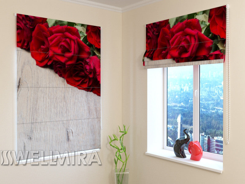 Roman Blind Red bouquet - Wellmira