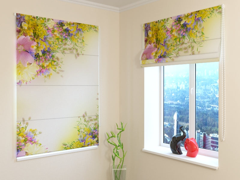 Roman Blind Summer Field Flowers