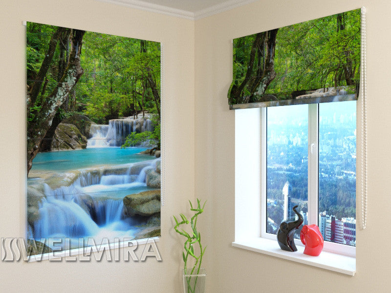 Roman Blind Thai Waterfall in Spring - Wellmira