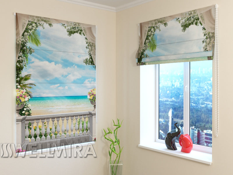Roman Blind View of the blue sea - Wellmira