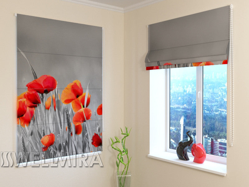 Roman Blind Wild Poppies - Wellmira