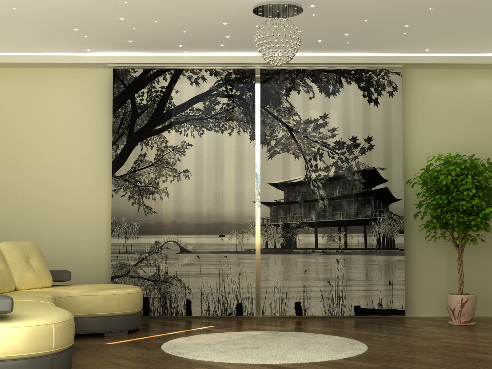 Photo-curtain Chinese Landscape W290xH245 cm