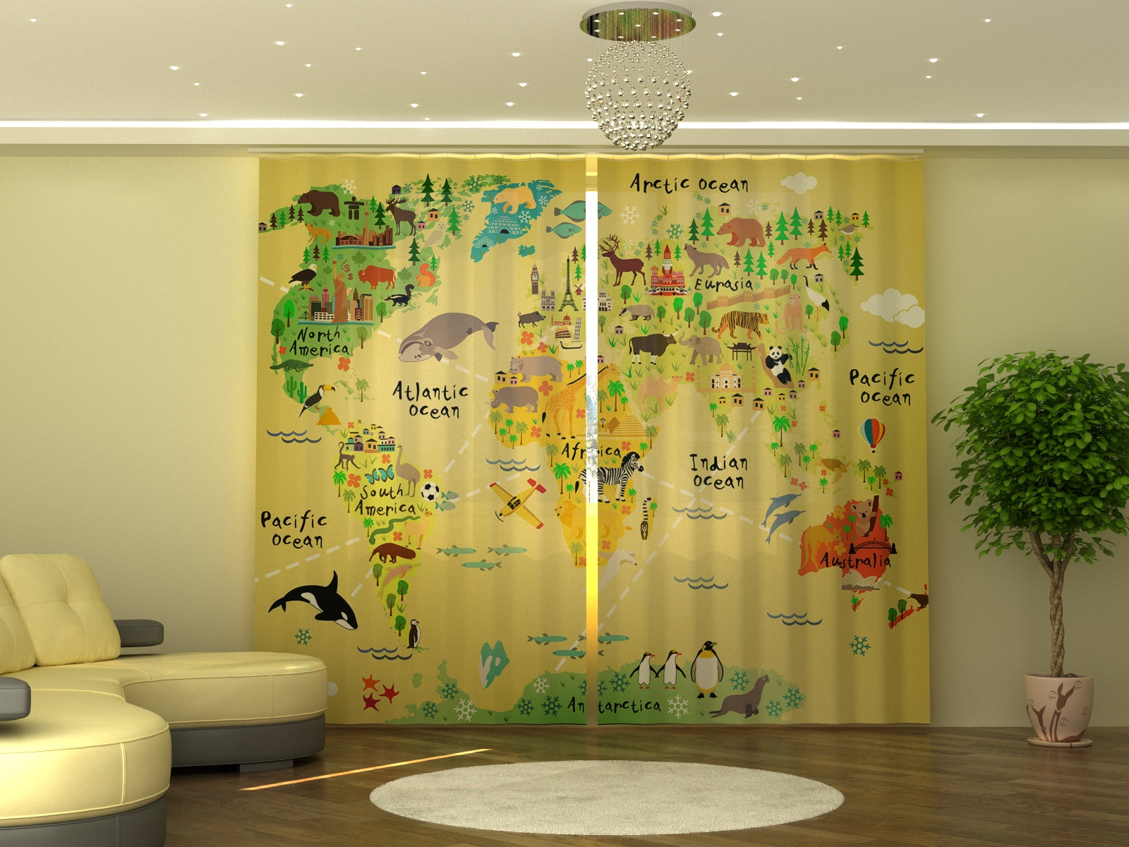 Photo-curtain Kids Map W290xH245 cm