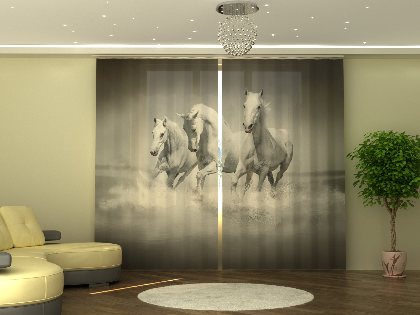 Photo-curtain White Gracefulness W290xH245 cm