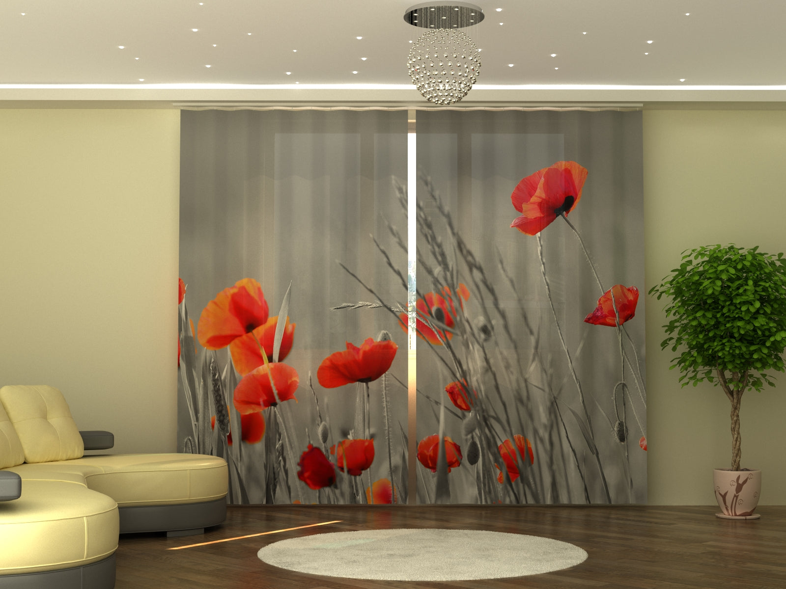 Photo-curtain Wild Poppies W290xH245 cm