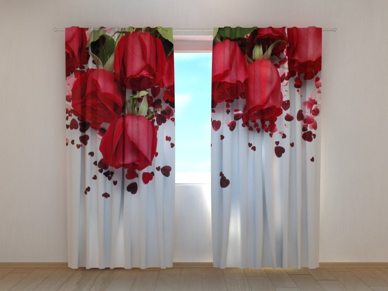 Photo Curtain Roses and Hearts