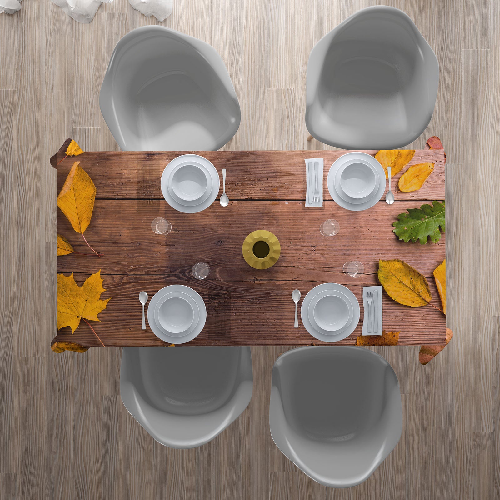 Tablecloth Autumn Leaves on Boards
