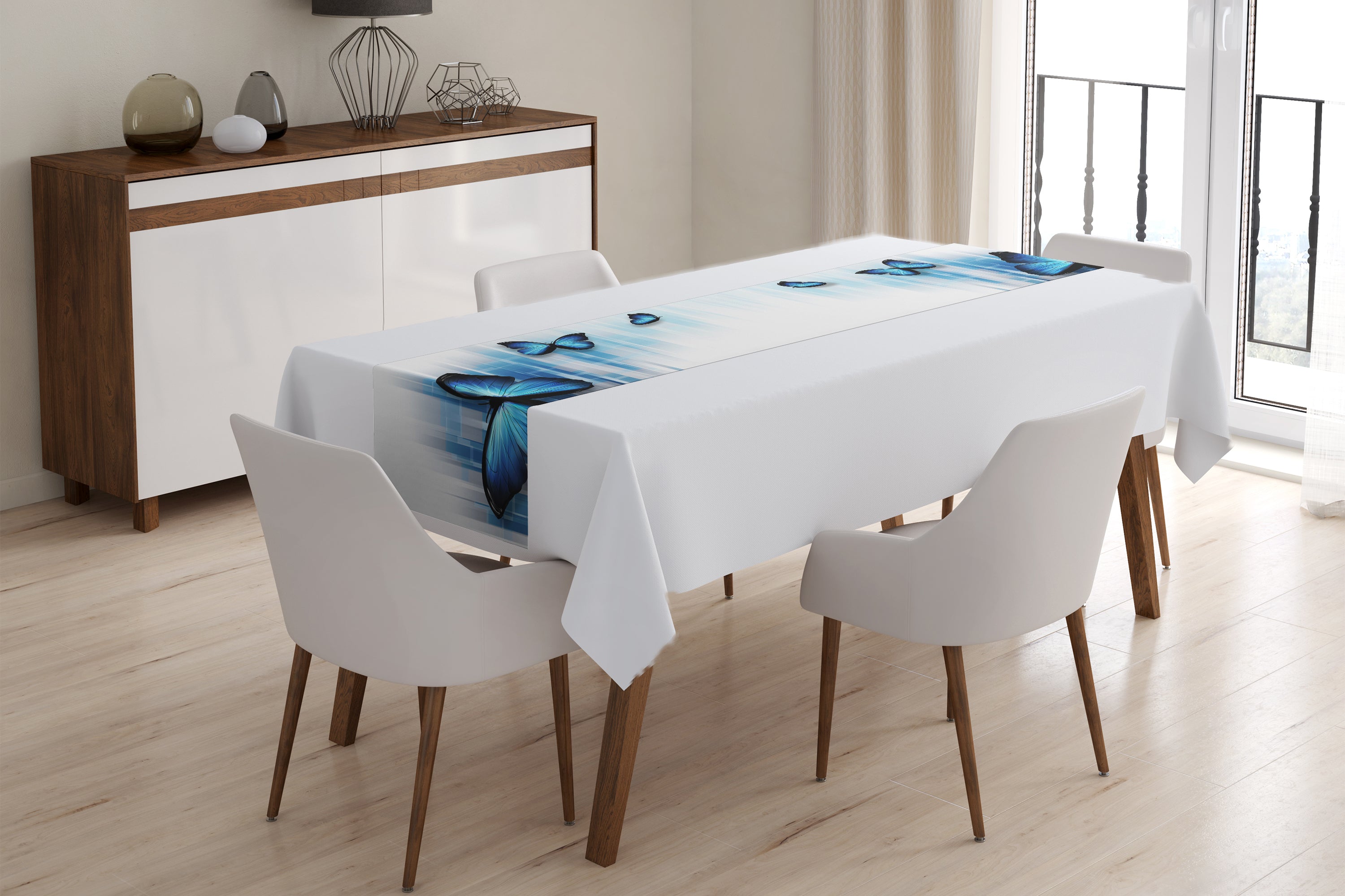 Table Runner Blue Butterflies - Wellmira