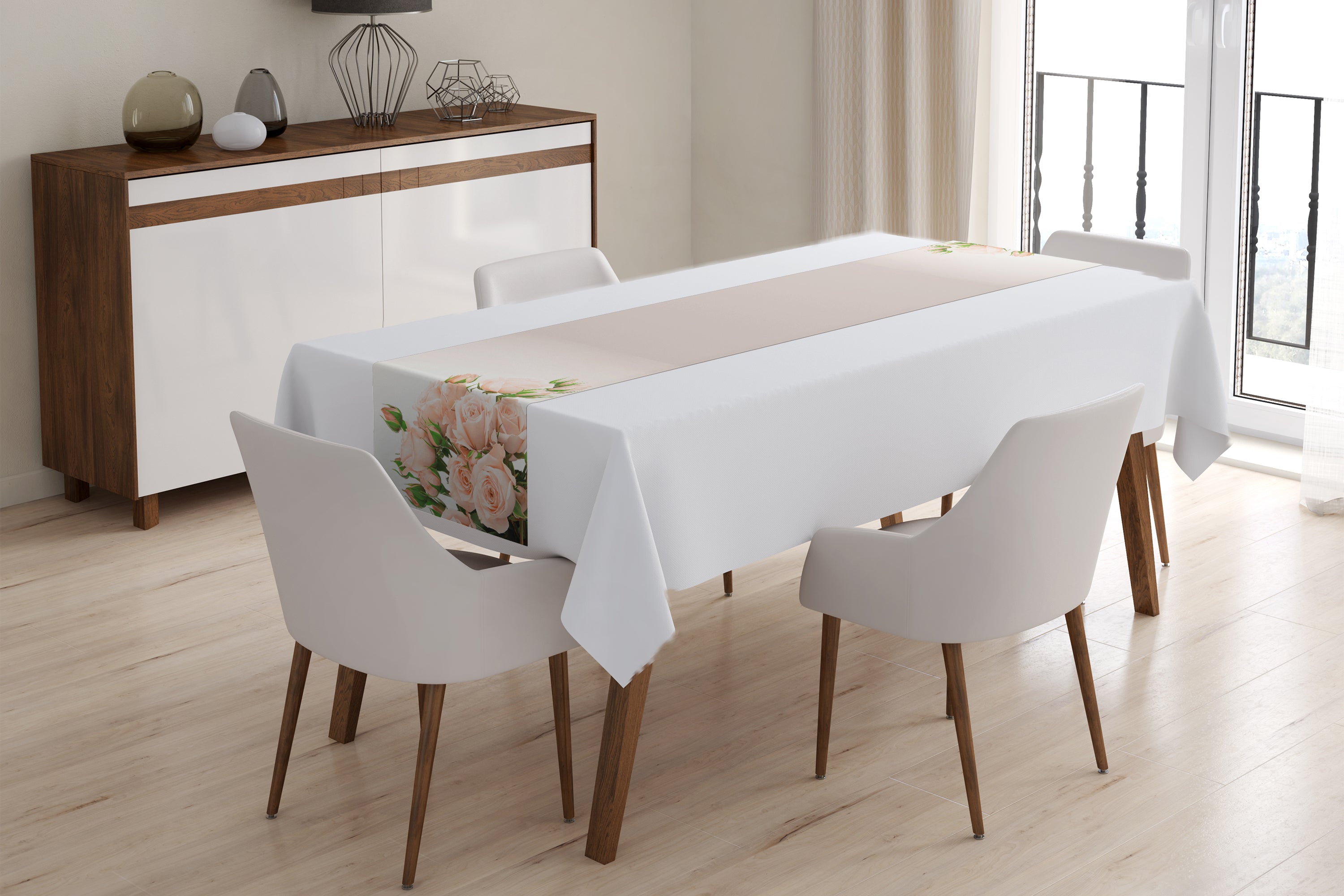 Table Runner Cream Roses - Wellmira