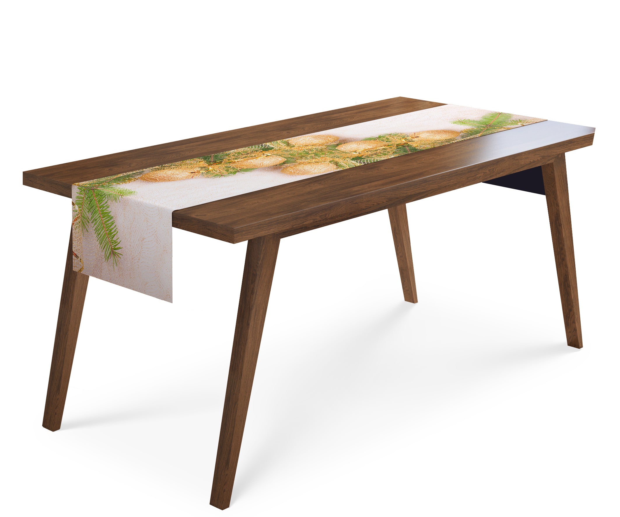 Table Runner Golden Xmas Bows - Wellmira