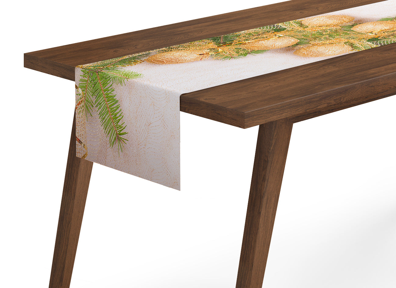Table Runner Golden Xmas Bows - Wellmira