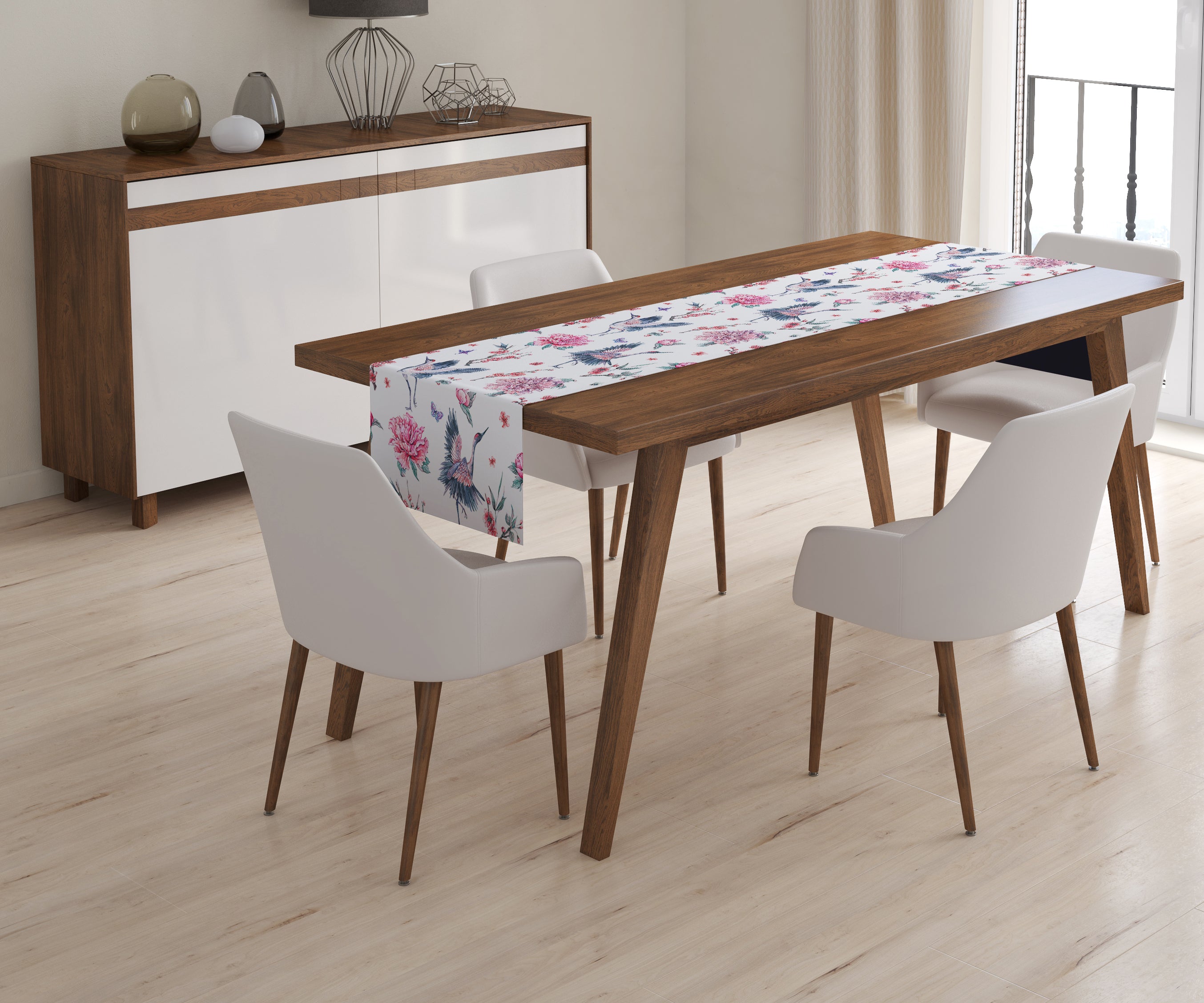 Table Runner Storks and Flowers - Wellmira