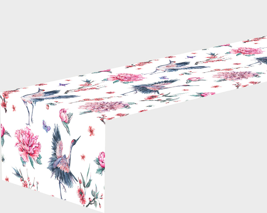 Table Runner Storks and Flowers - Wellmira
