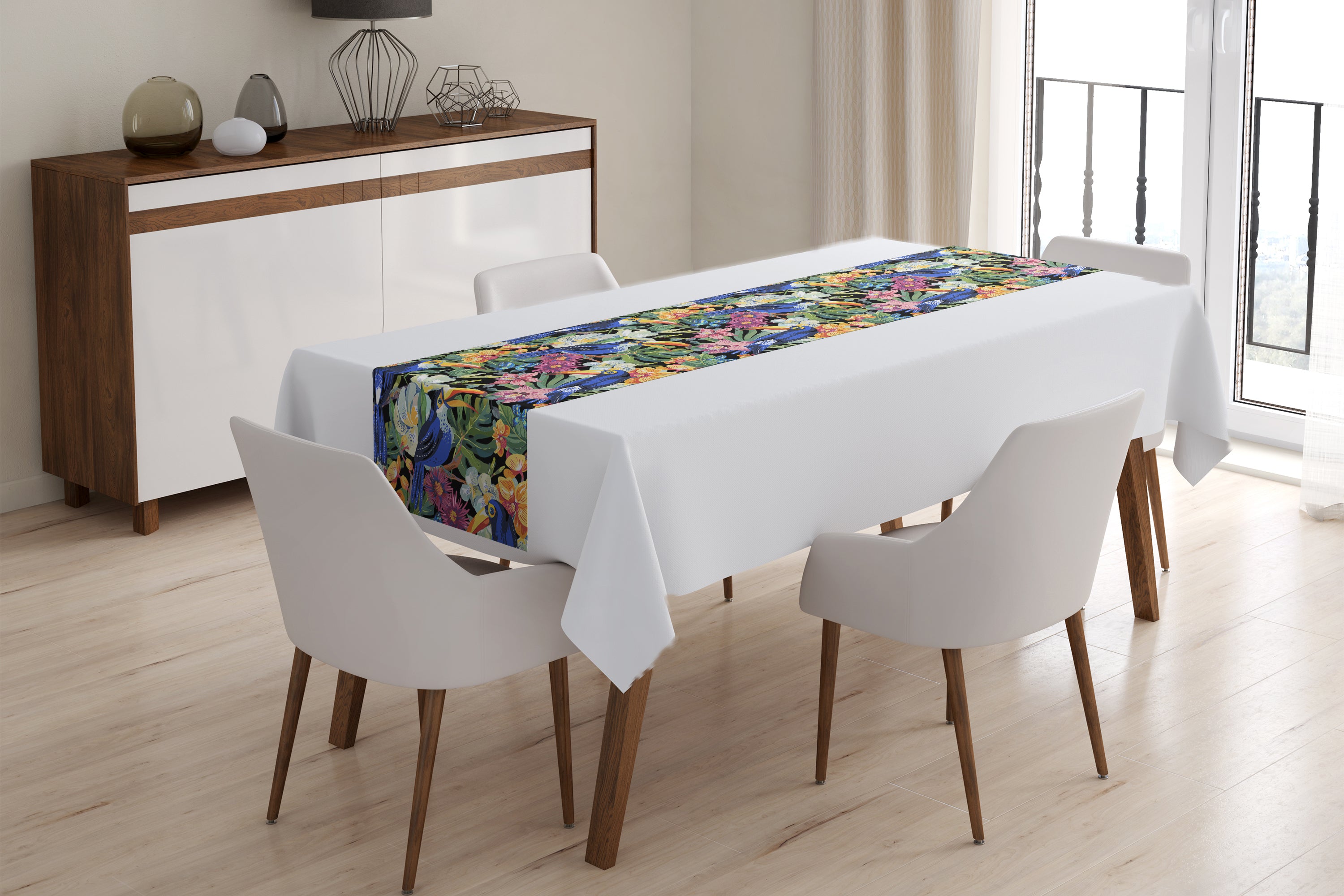 Table Runner Watercolor Parrots - Wellmira