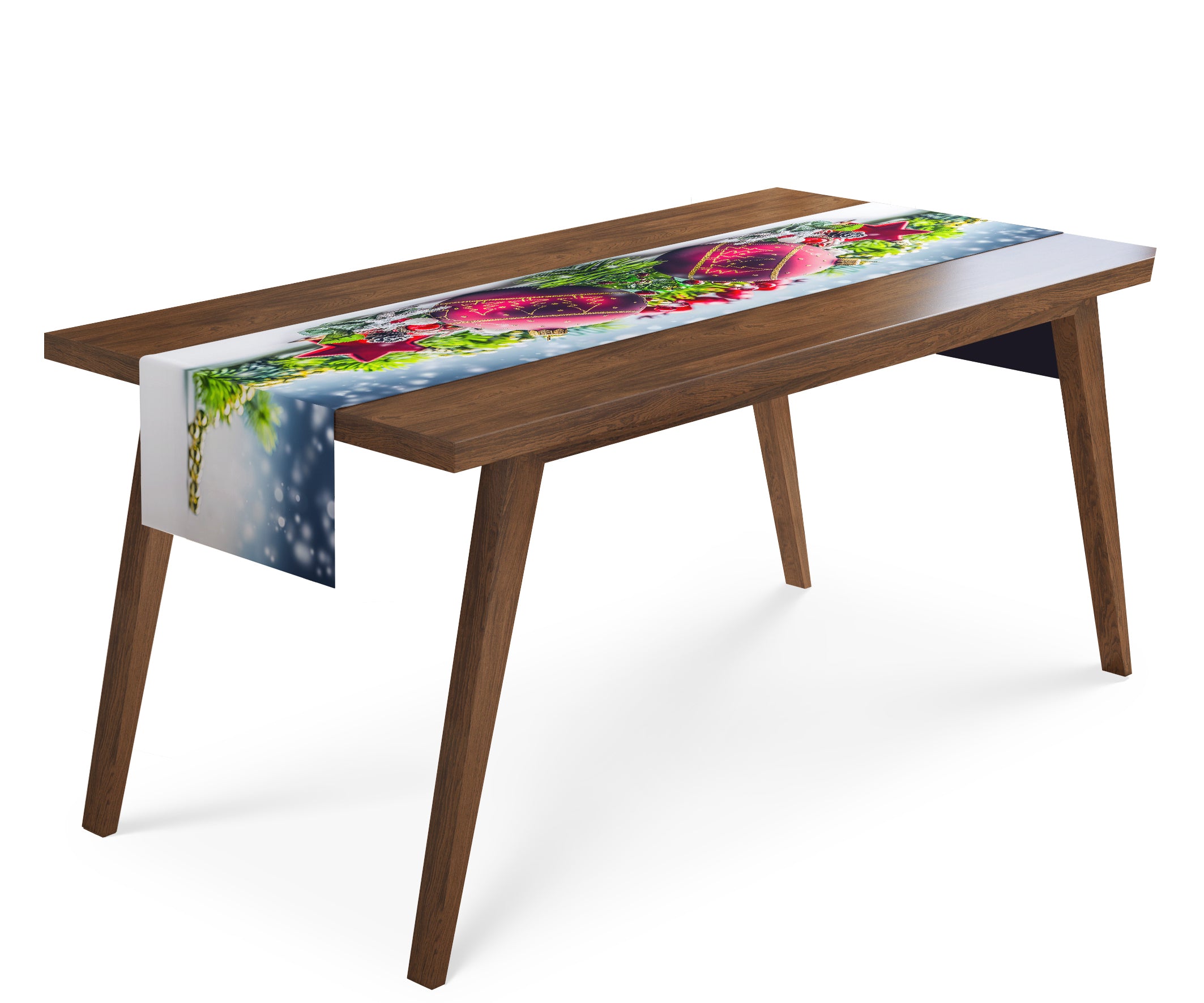 Table Runner Xmas Decorations with Snow - Wellmira