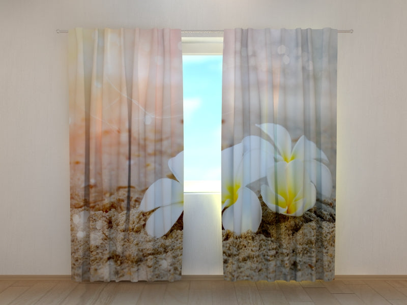 Photo Curtain Tropical Flowers on the  Beach