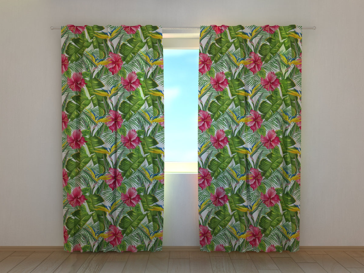 Photocurtain Tropical Leaves and Strelitzia - Wellmira