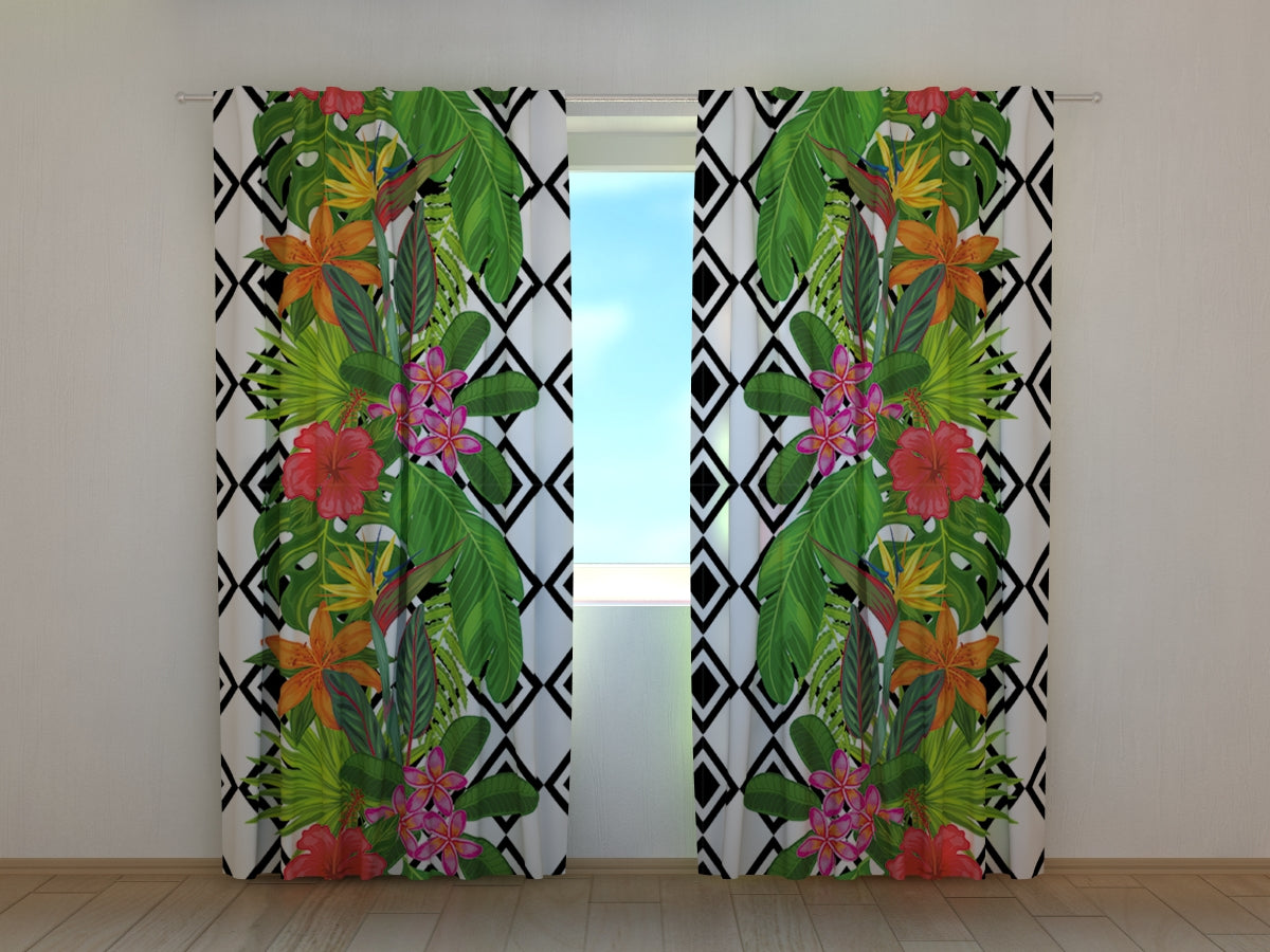 Photocurtain Tropical Plants and Rhombus - Wellmira