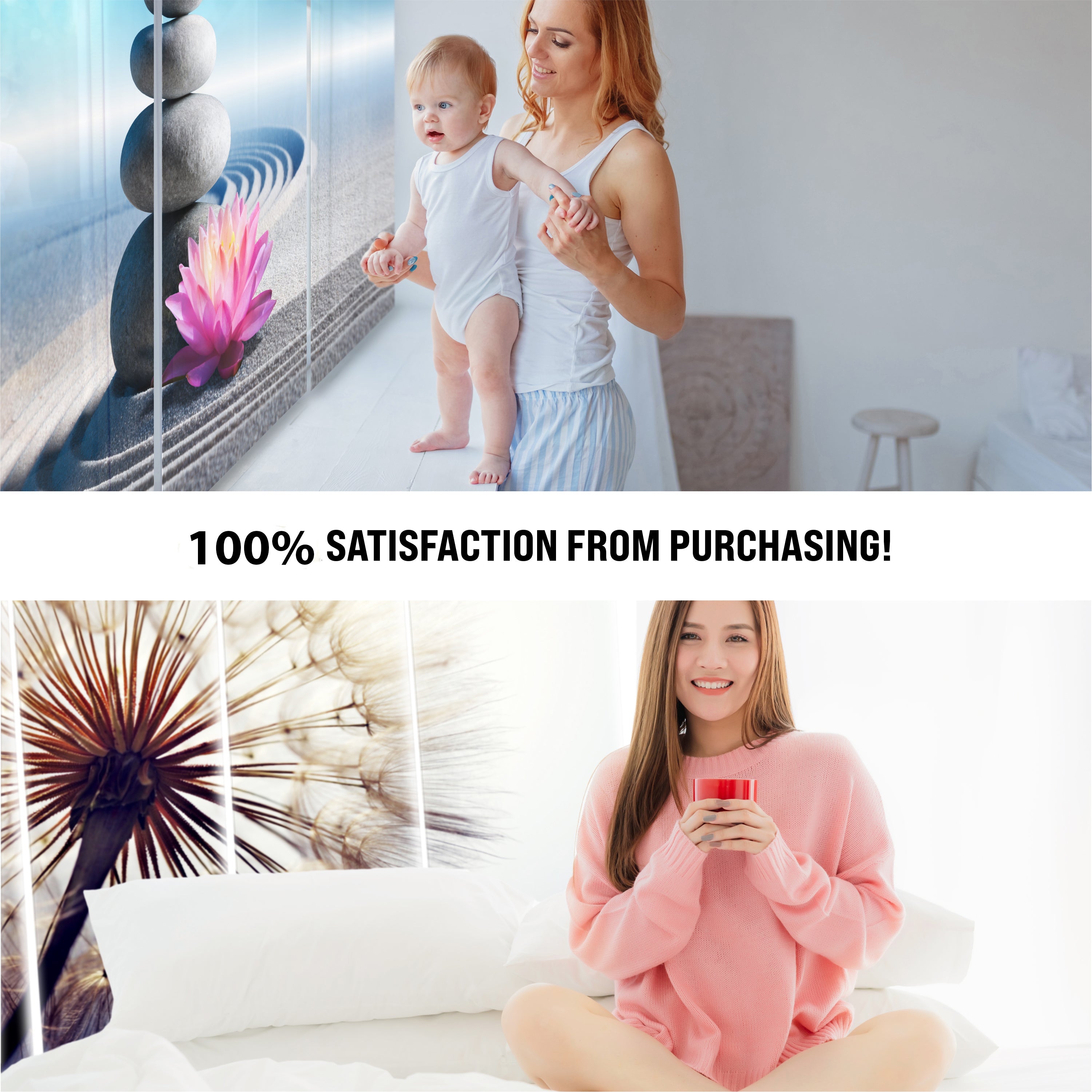 Set of 8 Panel Curtains Christmas Lantern with Fir Branches on Snow
