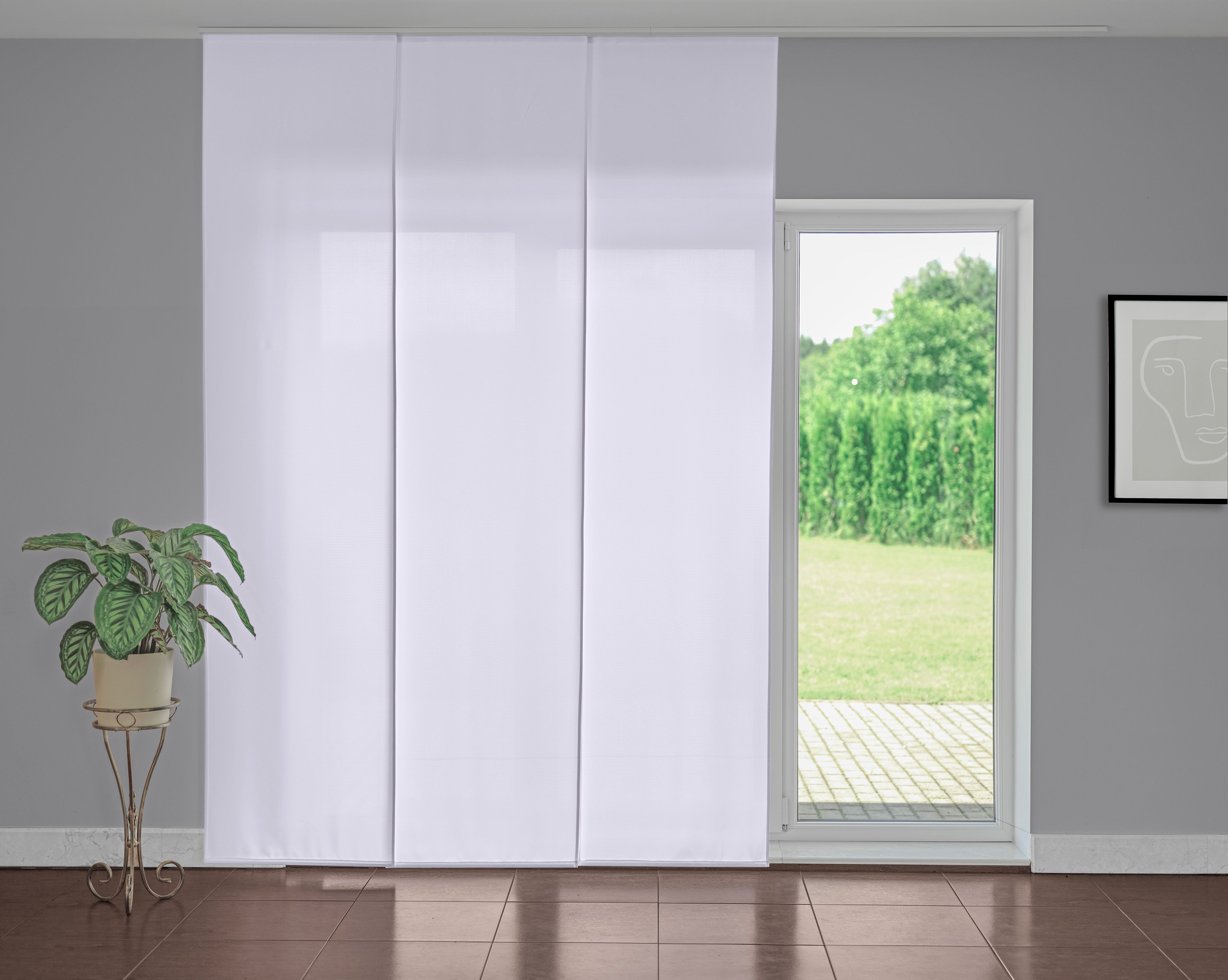 White Color Screen Panel Curtain