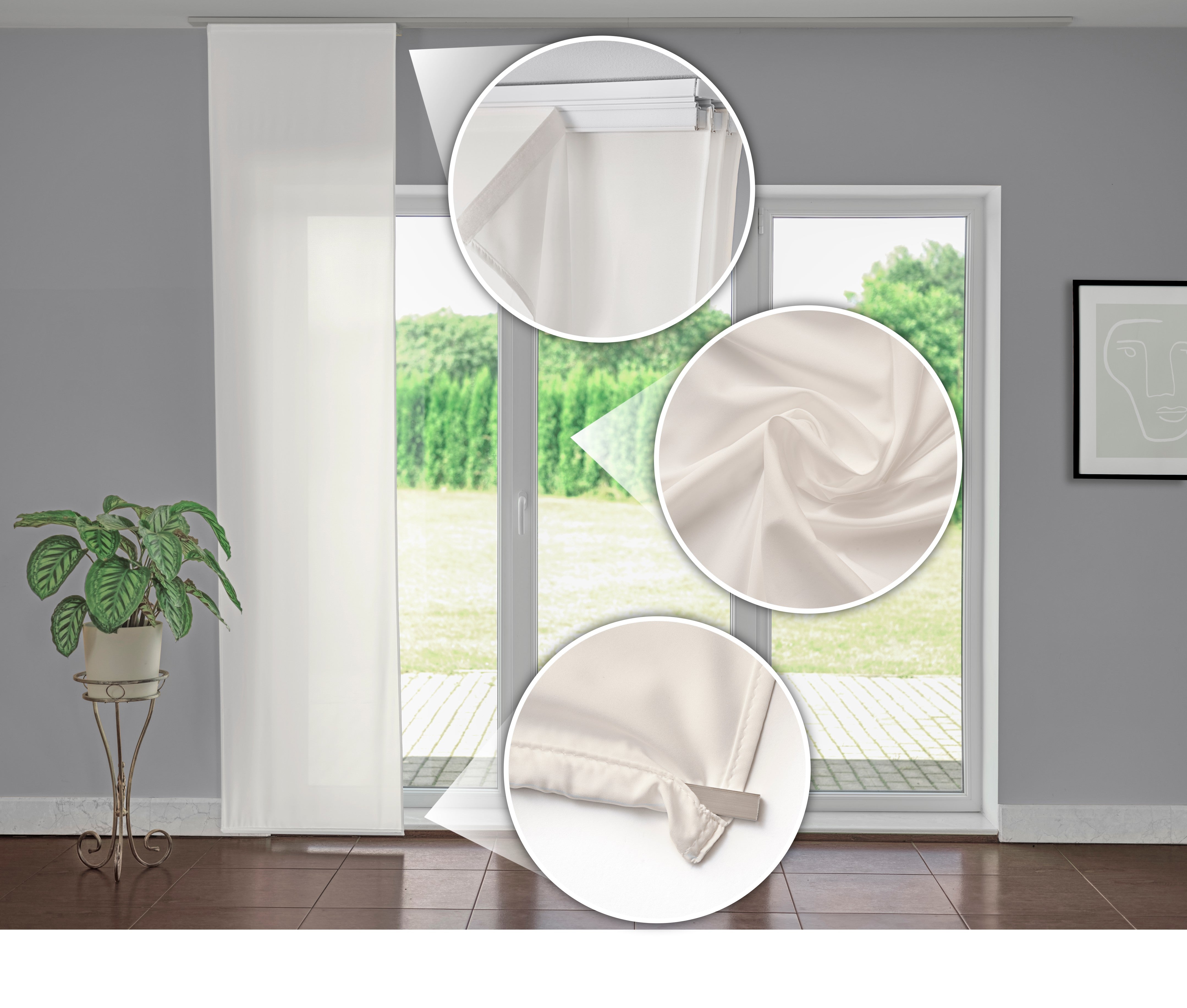 White Color Silk Panel Curtain