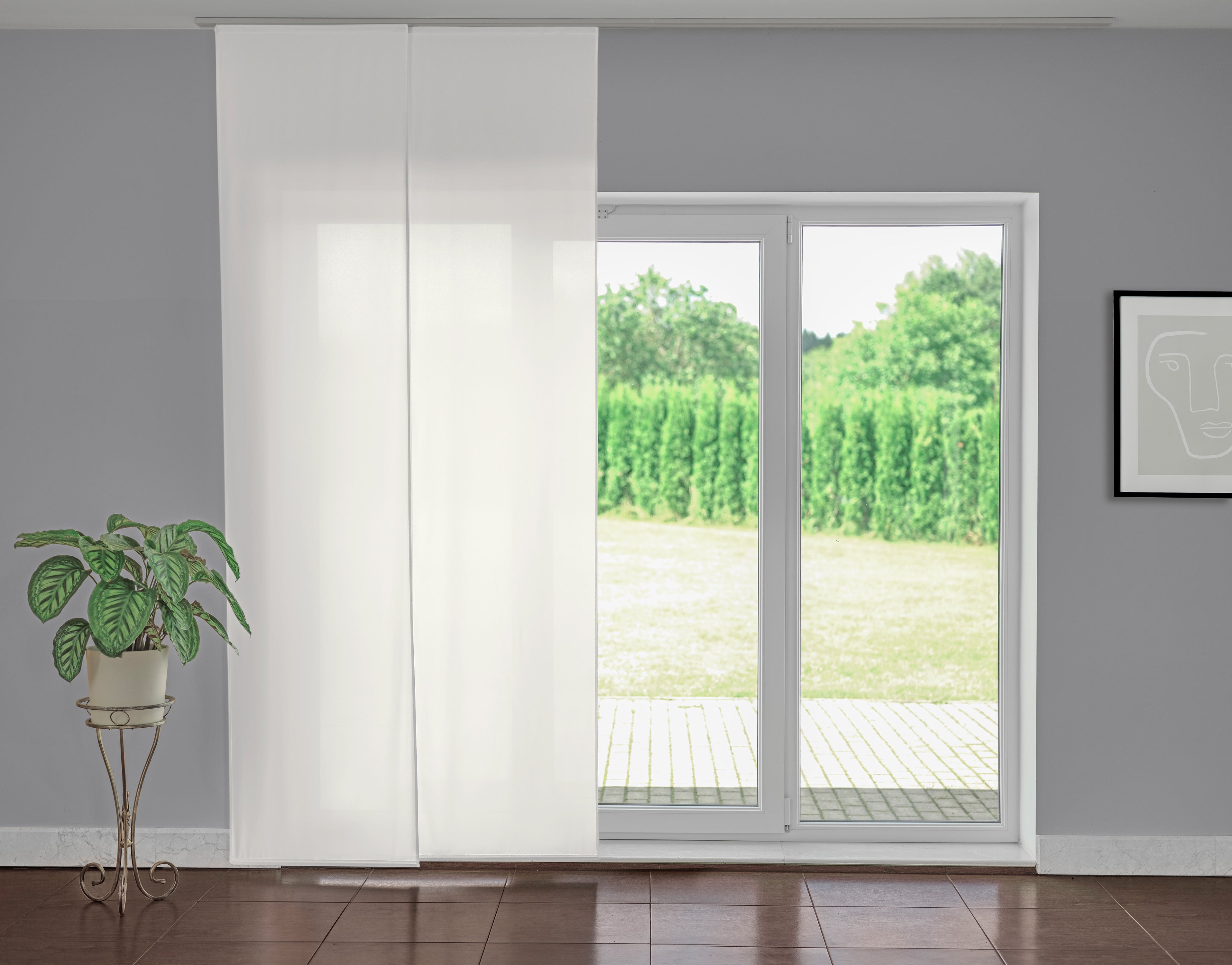 White Color Silk Panel Curtain