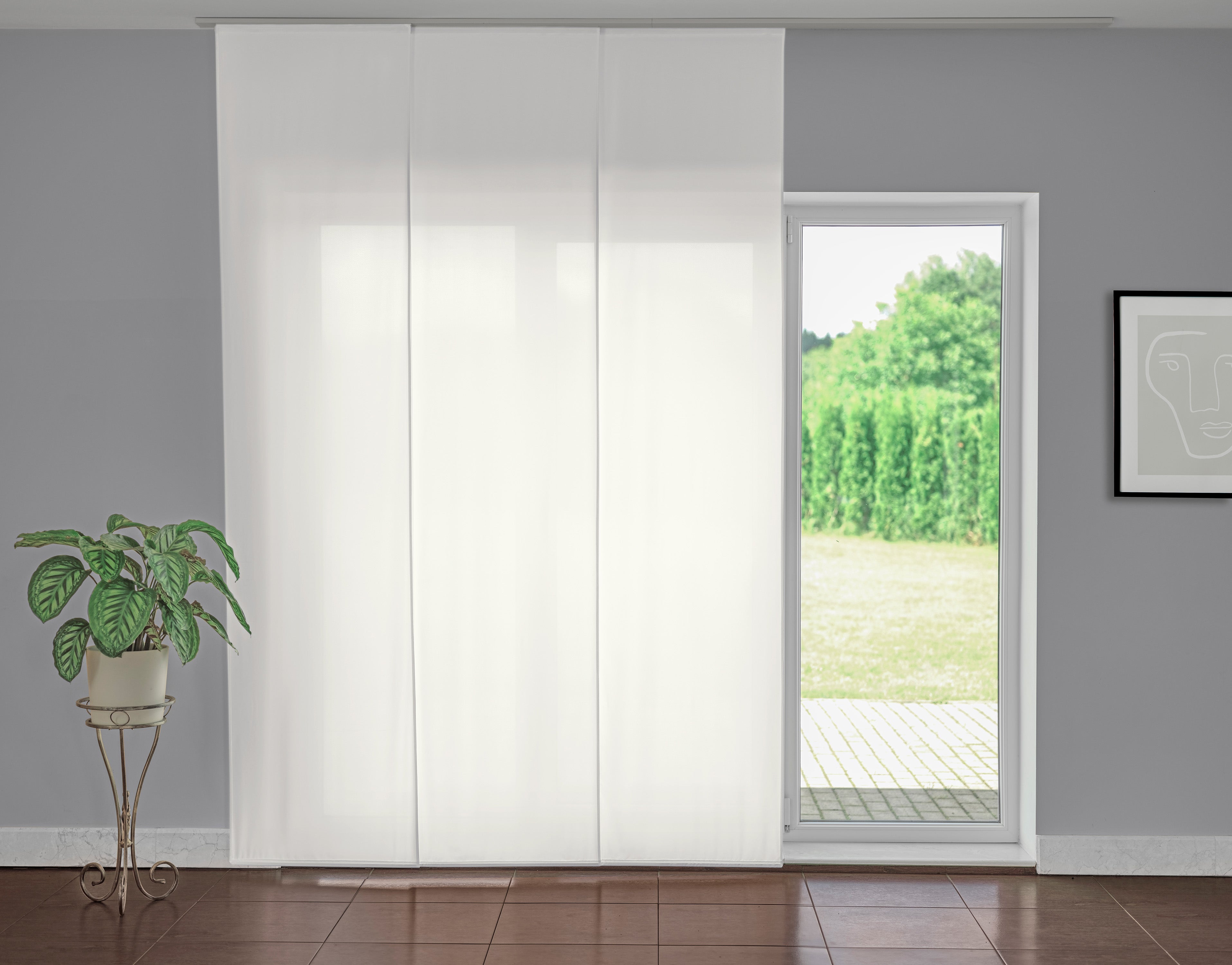 White Color Silk Panel Curtain