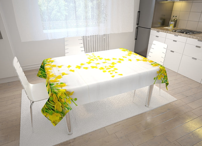 Tablecloth Yellow flowers on the white 2 - Wellmira