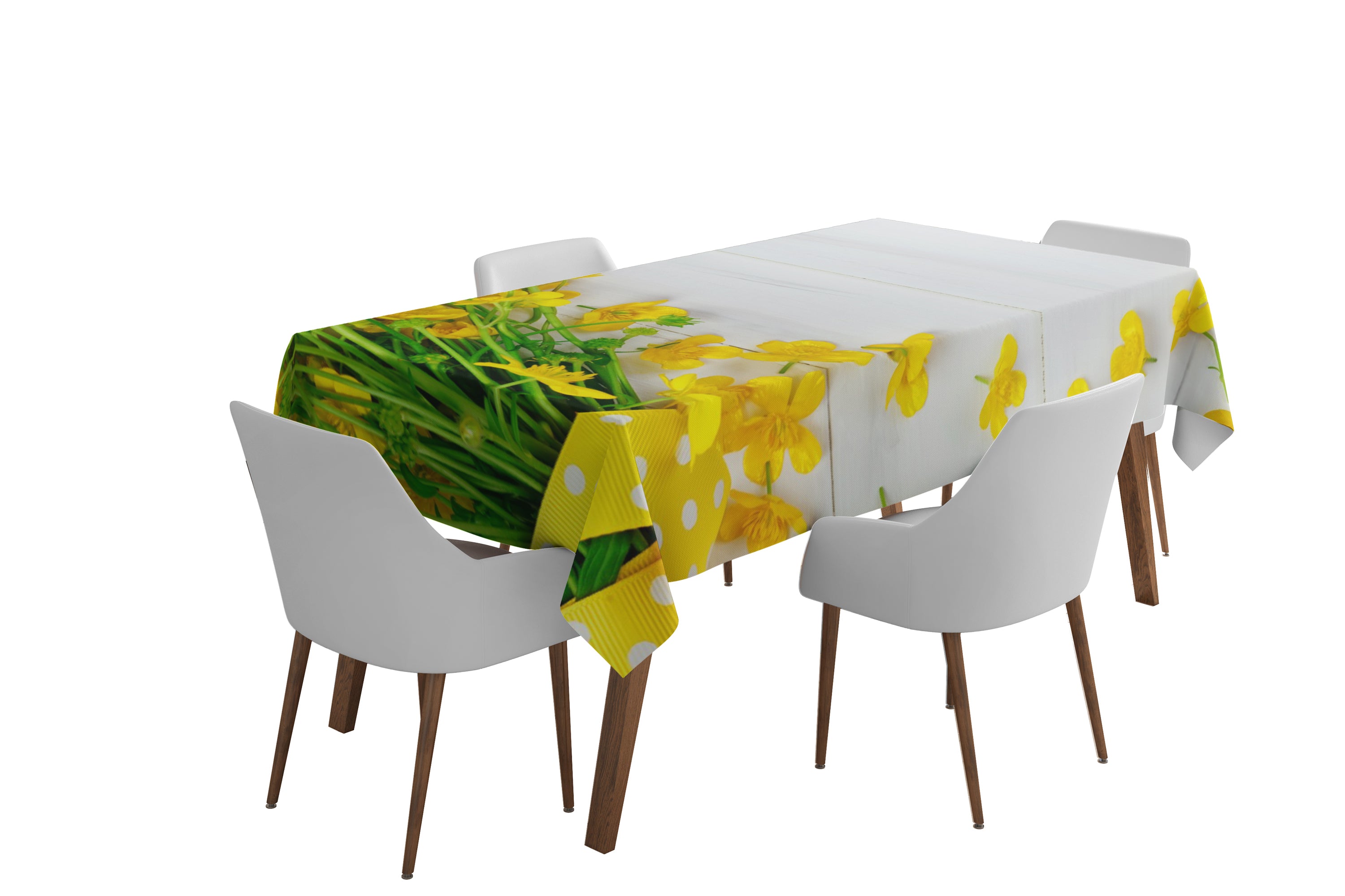 Tablecloth Yellow flowers on the white - Wellmira