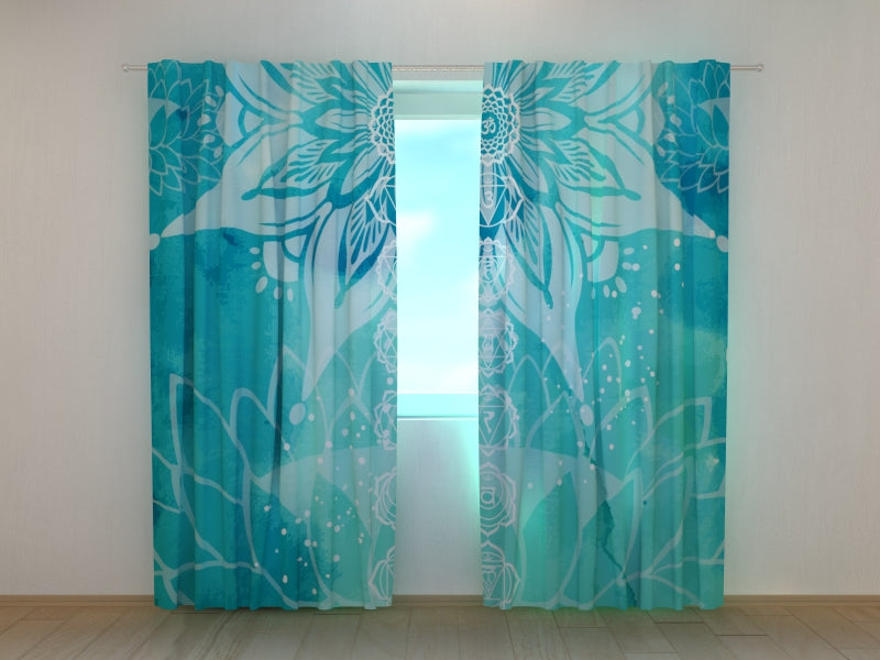 Photo Curtain Yoga Symbols and Lotus